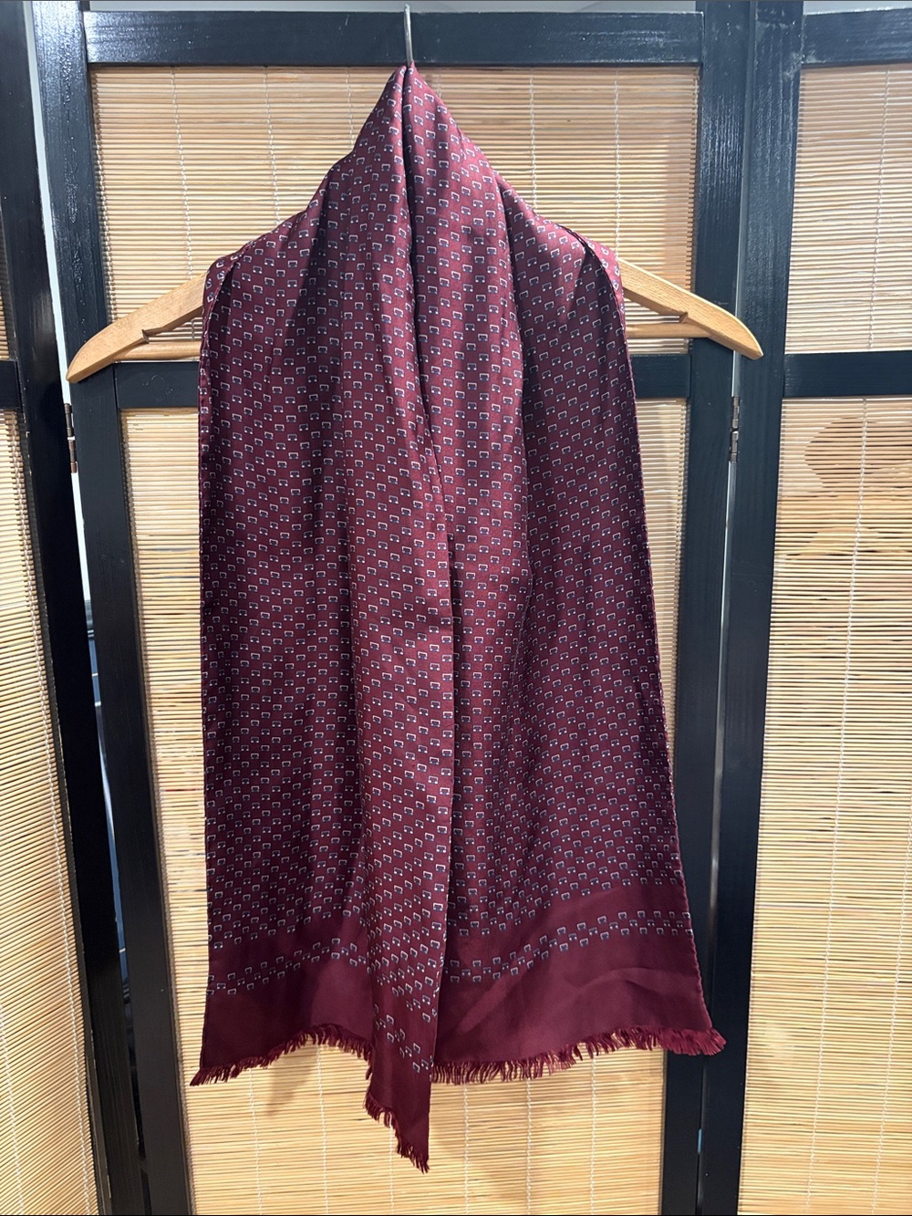 Silk Burgundy Patterned Lightweight Scarf